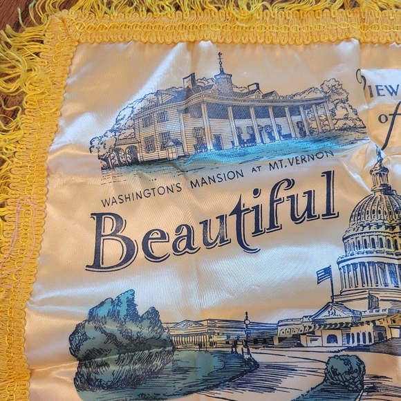 Vintage Washington DC Souvenir Pillow Cover ~ White House ~ Cherry Blossoms - Picture 2 of 14